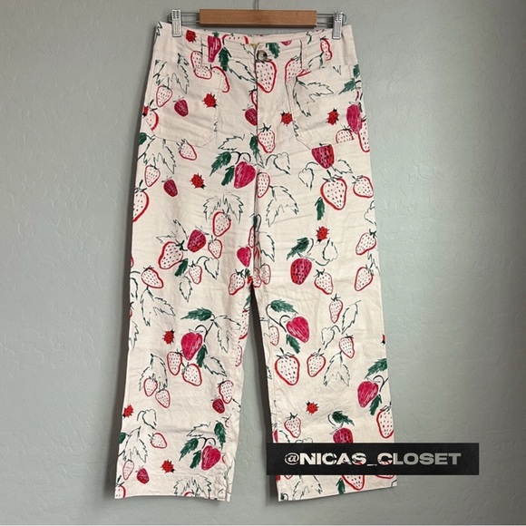 Maeve by Anthropologie The Colette Strawberry Cropped Pants - Picture 4 of 8
